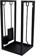 Charles Bentley Log Holder & Tool Set Black Iron Matte Fireside Companion 10kg view 5