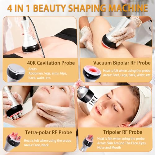 40K Body Slimming Machine, 4 in 1 Lipocavitation Radiofrequency Body Sculpting Machine, Face and Whole Body Massager Slimming and Firming