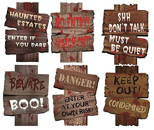 MerryXD Halloween Decorations Yard Signs Stakes Beware Props Outdoor Decor Scary Zombie Vampire Graves Party Supplies