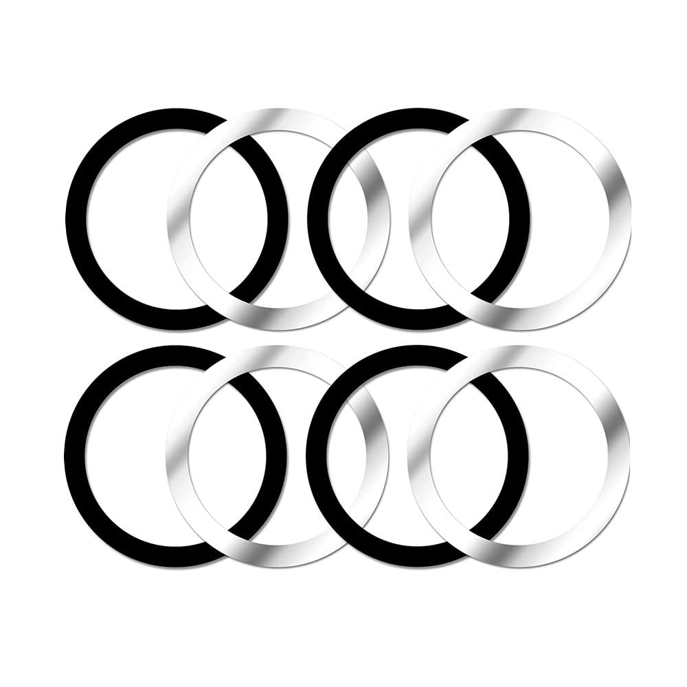 Derhom Universal Magnetic Wireless Charger Metal Rings[8Pcs] Compatible with Magsafe Charger Accessories[Compatible For iPhone 12/13 Mini/Max/Pro Case Cover][Black/Sliver]