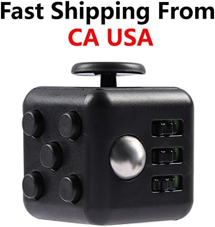Fun 6 Side Fidget Cube Dice Anxiety Attention Stress Relief Xmas Toy Gift Fast US Shipping + Limit Quantity in Stock(Black)