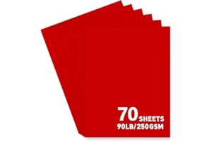 BONMIY 70Sheets Red Cardstock Paper, 8.5 x 11 Card stock for Cricut, Thick Construction Paper for Card Making, Scrapbooking, Craft 90 lb / 250 gsm
