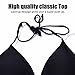 FITTOO Women's Sexy Padded V-Neck Triangle Bikini Top Push up Lace-up Classic Retro Separates Swimwear Black S