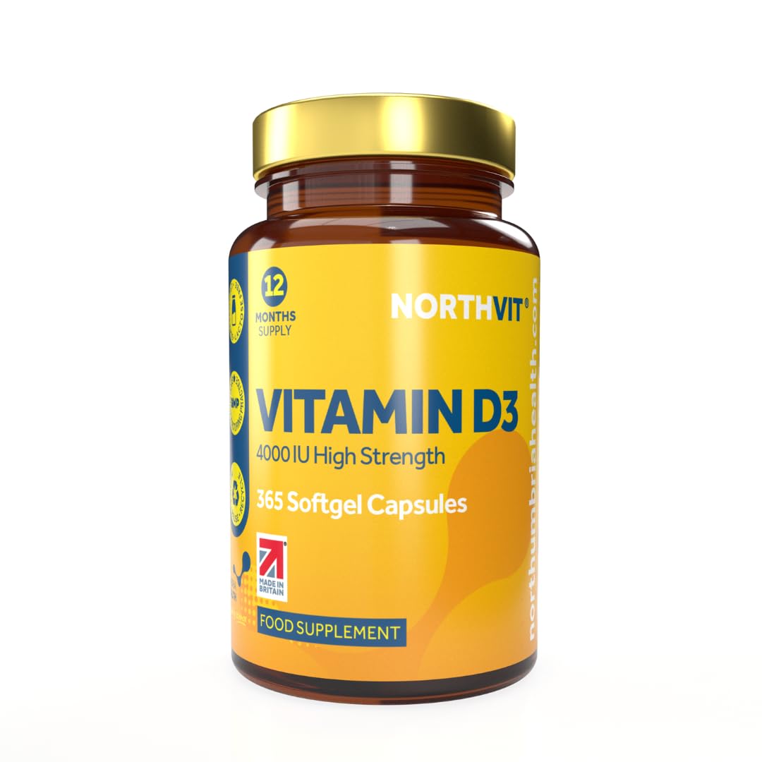 Vitamin D3 4000 IU Softgels – 365 Day Supply | High Strength Immune & Bone Support | Easy-to-Swallow | Gluten-Free | Made in UK