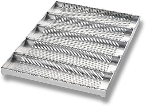 Chicago Metallic 49014 Glazed 5-Cavity Sub Sandwich Roll Pan - 5 / CS