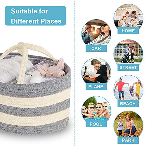 Diaper Caddy Organizer, AOEK Nursery Storage Bin and Car Organizer for Diapers and Baby Wipes with Removable Inserts, Baby Shower Gift
