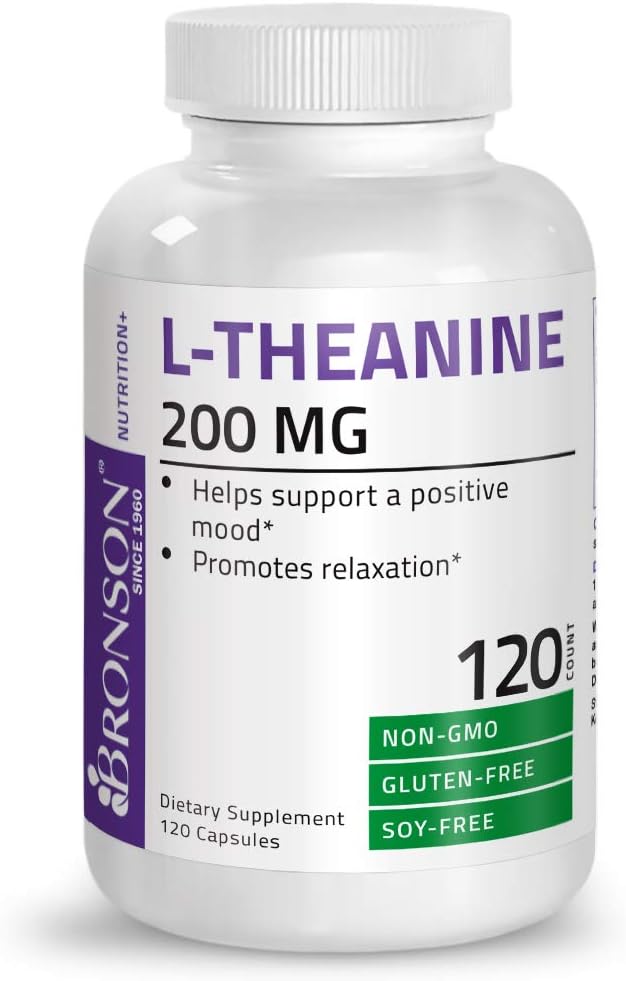 L-Theanine 200mg (Double-Strength) with Passion Flower Herb - Reducing Stress and Promoting Relaxation Without Sedation - Non GMO, 120 Capsules: Health & Personal Care
