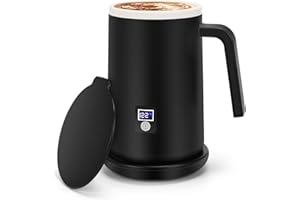 Rommeka Self Heating Coffee Mug, 12oz Temperature Control Smart Mug with Lid, Smart Coffee Mug with LCD Display (122-140°F) for Warming and Heating Coffee, Beverage, Milk, Tea