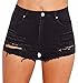 Ermonn Women's High Waist Distressed ripped jean Denim Shorts