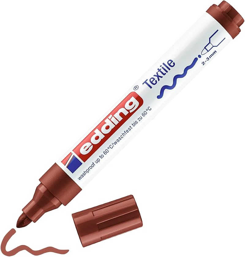 edding 4500 Textile Marker Brown 2-3 mm Round Nib Wash-Resistant