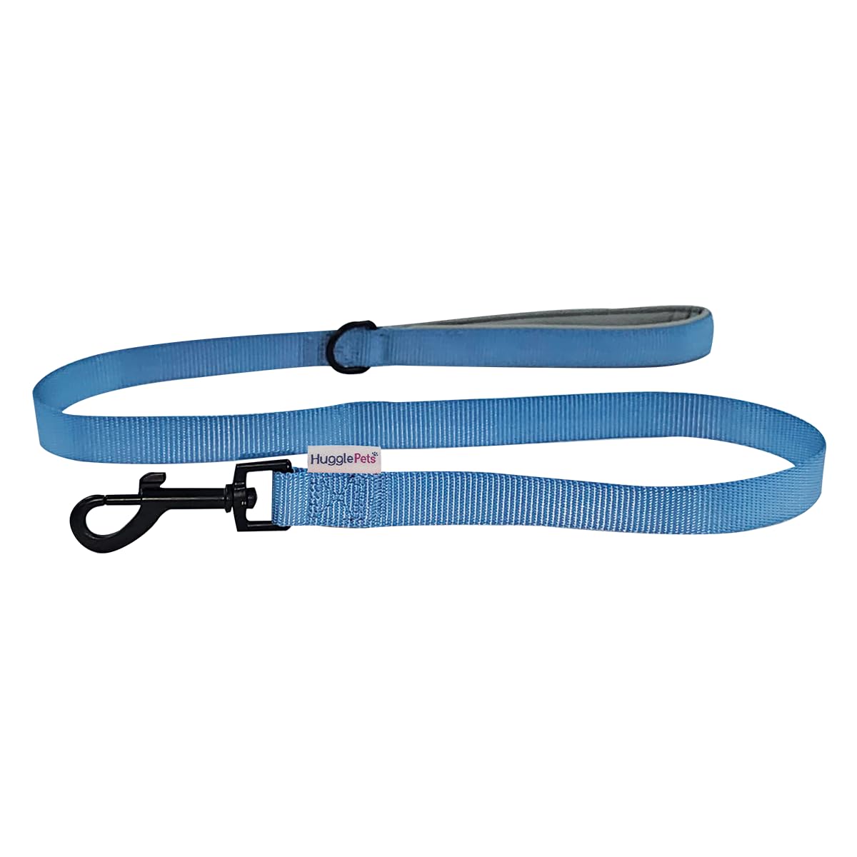 HugglePets Soft Padded Dog Lead. Blue Dog Lead with Metal Swivel Trigger Fastening, Reinforced Stitching, Accessory Clip & Soft Neoprene Handle.