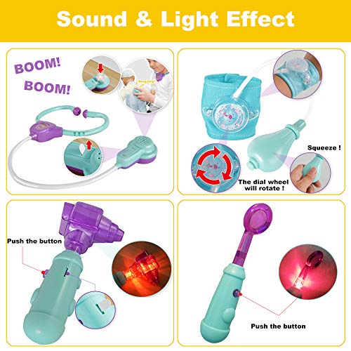 Flyingseeds Doctor Kit for Kids, 24 Pcs Pretend Play Doctor Dentist