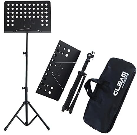 SANJOIN Adjustable Folding Sheet Music Stand with Carrying Bag, Double Surport Tripod Holder + Collapsible Tray Lightweight, Portable and Suitable for Violin, Guitar, Flute and Instrument Performance