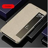 知能休眠 手帳型 為にSamsung Galaxy Note 8 ミラー 手帳型 ケース, SevenPanda 軽量 薄型 メッキ 鏡面 化粧鏡 クリア 携帯画面可視 ハイブリッド為にSamsung Note 8 PU レザー フォリオ フリップ ケース + PC バック カバー おしゃれ ロゴ見え キックスタンド 機能 付き アンチスクラッチ ミラー 手帳型 人気 かわいい PUレザー 携帯ケース、おしゃれ キラキラ 二層構造 スタンド フリップ カード収納 衝撃吸収 磁気防止カード 鏡メッキフリップ 財布型カバーケース - ゴールド