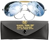AVIATOR AIR FORCE STYLE SUNGLASSES w/ CASE - MIRROR