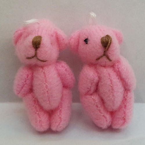10pc Mini Plush Teddy Bear Craft Doll 4cm - The Toy Explorer Brand Product (Pink)