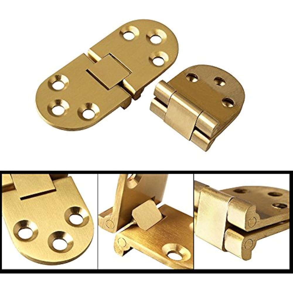 2 Pcs Sewing Machine Table Folding Flip Top Hinge, Solid Brass Brushed