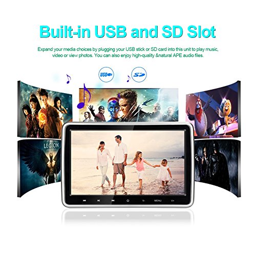 Car DVD Player 10.1 inch Ultra-Thin HD Vehicle Headrest DVD Player Monitor Backseat in Car Entertainment System for Kids with HDMI USB SD Remote (CL101DVD)