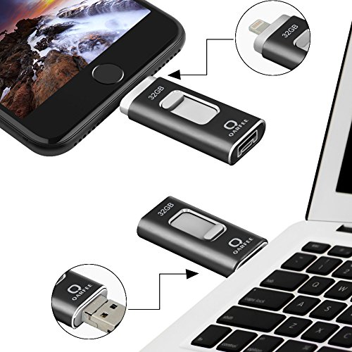 4in1 Universal 32G iPhone Flash Drive,QARFEE Pen Drive OTG Type-C Lightning USB Micro USB Memory Stick External Storage Flash Drive U Disk for iPhone iPad iPod Mac Android cell phone and PC,Black - Thumbnail 4