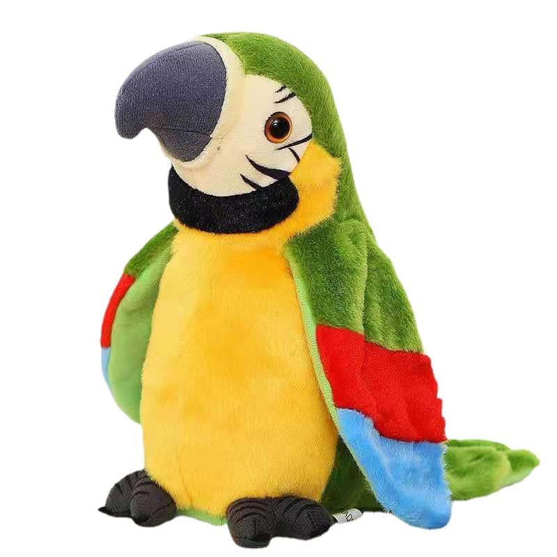 ITODA Electric Talking Parrot Plush Toy for Kids, Repeat What You Say Educational Interactive Toy Cute Talking Parrot Toy Doll Waving Wings Electronic Record Bird Toy Xmas Birthday Gifts