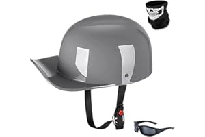 Woljay Vintage Open Face Motorcycle Helmet Retro Baseball Cap Half Helmets Men Women for Cruiser Street Scooter Moped Cap Jet with Mask Glasses - DOT Certified