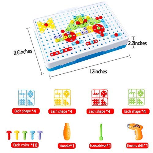 SANSIRP Kids Creative Drilling Toy with Screwdriver Tool Playset Screw Puzzle Learning Toys Building Blocks DIY Design Tool Sets for Childs 2-10 Ages Boys and Girls (144 Pieces) - Thumbnail 5