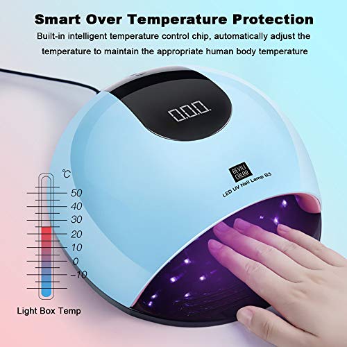 UV Nail Lamp – 80W LED UV Light for Gel Nails, Faster Nail Drier with 36 UV Lamp Beads and Infrared Auto Sensor, Suitable for Gel Nail Polish, Big Space for Fingernail & Toenail Polish Art (Blue)