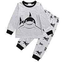 EULLA Toddler Boys Cotton Pajama Set Kids Cute Cartoon Shark Pjs Sleepwear