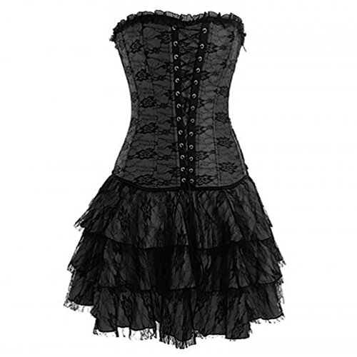 Romady Women's Lace Corset Dress Strapless Gothic Sexy Bustier Outerwear XX-Large Black