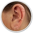 Small Cartilage Hoop Sterling Silver Huggie Hoop Earrings for Women Cartilage Nose Helix Tragus (Silver, 6mm 24 gauge / 1 pair)