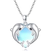 Silikepa Ocean Necklace 925 Sterling Silver Dolphin/Turtle/Seahorse/Mermaid Necklace Ocean Animal Jewelry Gift for Women