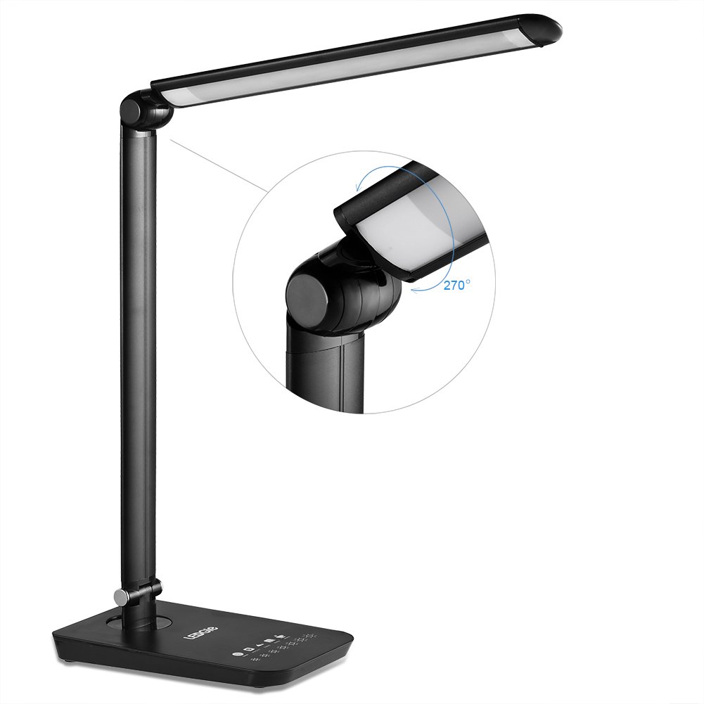 Lampada Da Tavolo LED ELZO - Dimmerabile, USB, Pieghevole, Alluminio (Blu Grigio Scuro) - Foto 9