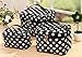 HOYOFO 3Pcs Makeup Bags for Women Polka Dot Travel Cosmetics and Toiletry Storage Bag with Brush Holders (3 Sizes/Set: S, M, L), White Dot