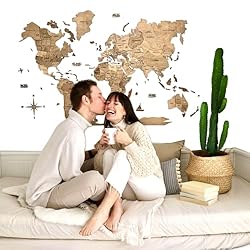 Enjoy The Wood 3D Wood World Map Wall Art Large