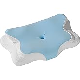 Xamuxplot Memory Foam Kids Pillow, Kids Pillows for Sleeping, Ergonomic Contour Pillow and Pillowcase 20x12 in (Blue Small)