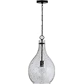 Capital Lighting 333813MB-472 Rabun Stone Seeded Glass Teardrop Pendant, 1-Light 100 Watt, 22" H x 12" W, Matte Black