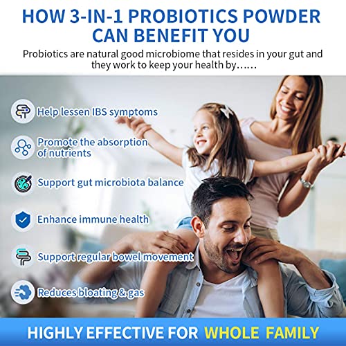 Probiotics for Women 100 Billion CFU with Prebiotics and Enzymes, Probiotic Powder for Adult, Men, Kids, Shelf Stable Probiotic Supplement for Digestive Health