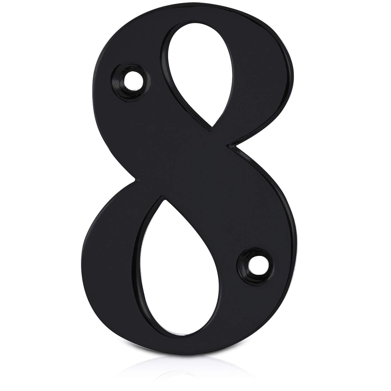 XFORT Matt Black Front Door Number 8, House Number Suitable for All Door Types including Wooden, uPVC, and Composite.