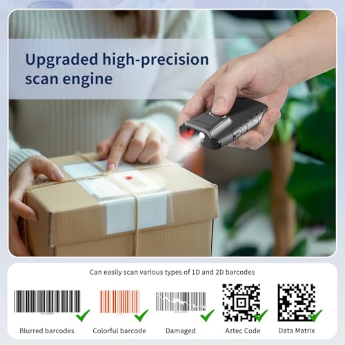 NETUM Bluetooth 2D Barcode Scanner, 3-in-1 Small Portable QR Bar Code Reader Automatic Wireless Gun Scan Back Clip Work with Tablet iOS Android Windows MacOS for Warehouse Inventory POS (2D - E800)