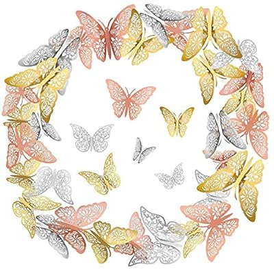 Download Buy 3d Butterfly Wall Stickers 72pcs Butterfly Wall Decals Sticker Removable Metallic Wall Decals Fridge Sticker Gold Butterfly Decorations Room Wall Decoration For Bedroom Party Wedding Decors Online In Indonesia B094j4ktnc