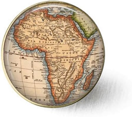 Africa Vintage Map Jewelry - Gift for Traveler - African Map Jewelry - Africa Brooch - African Continent - Wanderlust