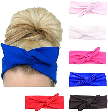 Lolitarcrafts 6 Pack Women's Rabbit Ear Hair bandsTurban Headwraps Accessories for Sports Running