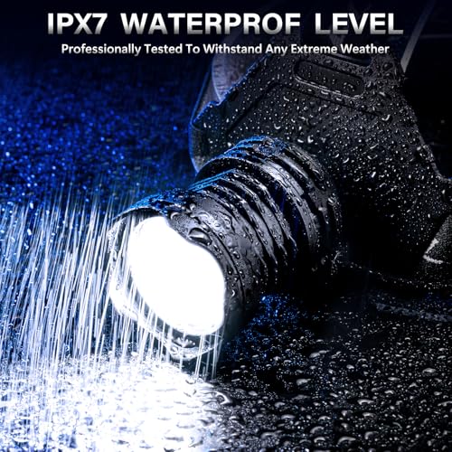 AKNEAR Rechargeable LED Headlamp Super Bright, 990000 High Lumens Head Lamp Zoomable, 25Dys+ Runtime & 12 Mode & Lightweight Comfort & 125° Adjustable Waterproof Head Light for Outdoor