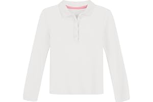 NAUTICA Girls' Uniform Long Sleeve Polo with Ruffle Placket