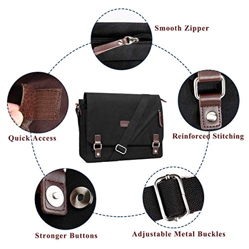 ibagbar Upgraded Canvas Messenger Bags 14 Inch Shoulder Crossbody Bag