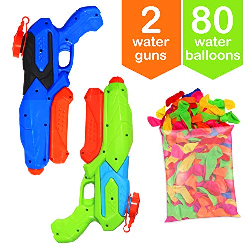 AlohaParty Water Guns Set Fun Water Gun 2Pack for Kids with 80 Water