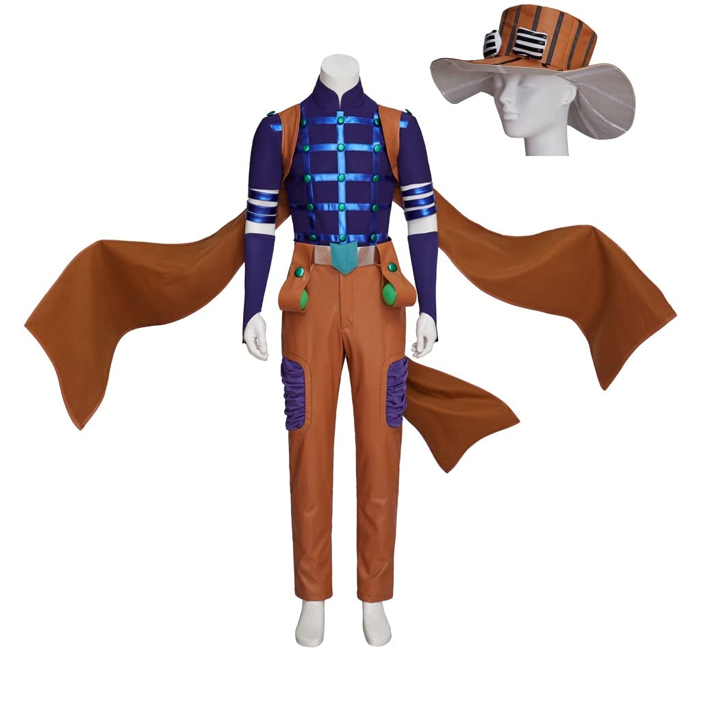Photo 1 of MelangCos Anime Jojo Cosplay Gyro Zeppeli Costume Men's Zeppeli Outfit Halloween Uniform (Brown&Blue, L)