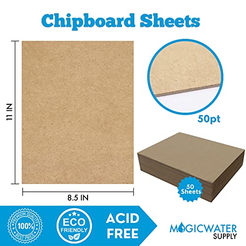 25 Chipboard Sheets 8.5 X 11 Inch - 22pt (point) Light