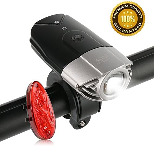 TOS USB Rechargeable Bike Headlight, 2000mAh Safety Commuter Flash Light, IP65 Waterproof Bicycle Front Light for Mountain, Cycling & Hiking