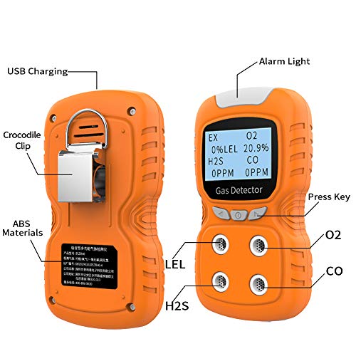 XLA Alert Portable Gas Detector, Gas Clip 4 Gas Monitor Meter Tester